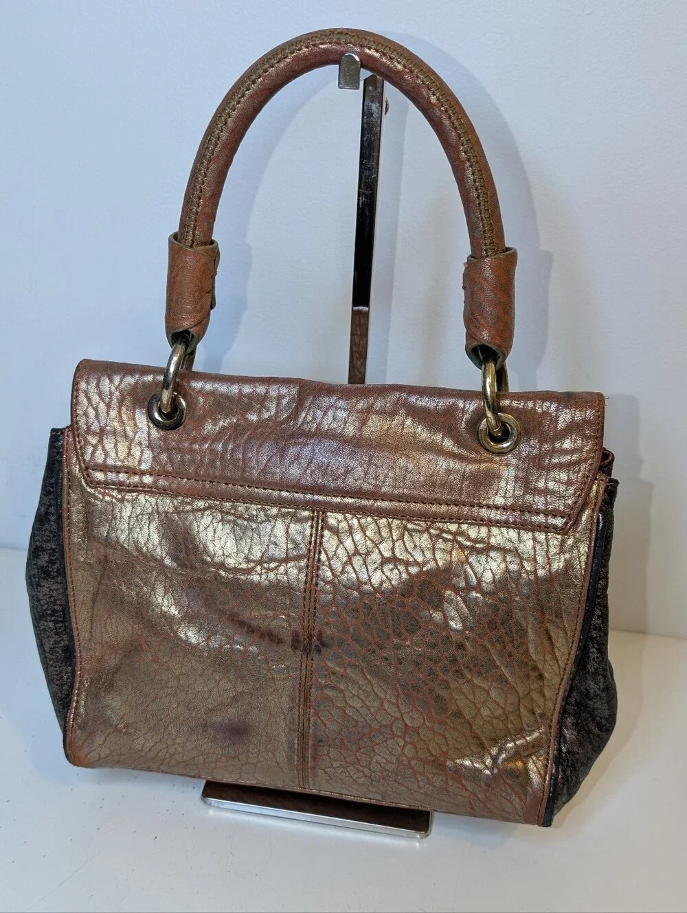 Ted Baker Metallic Bronze and Dark Brown Women's Top-Handle Crossbody Bag